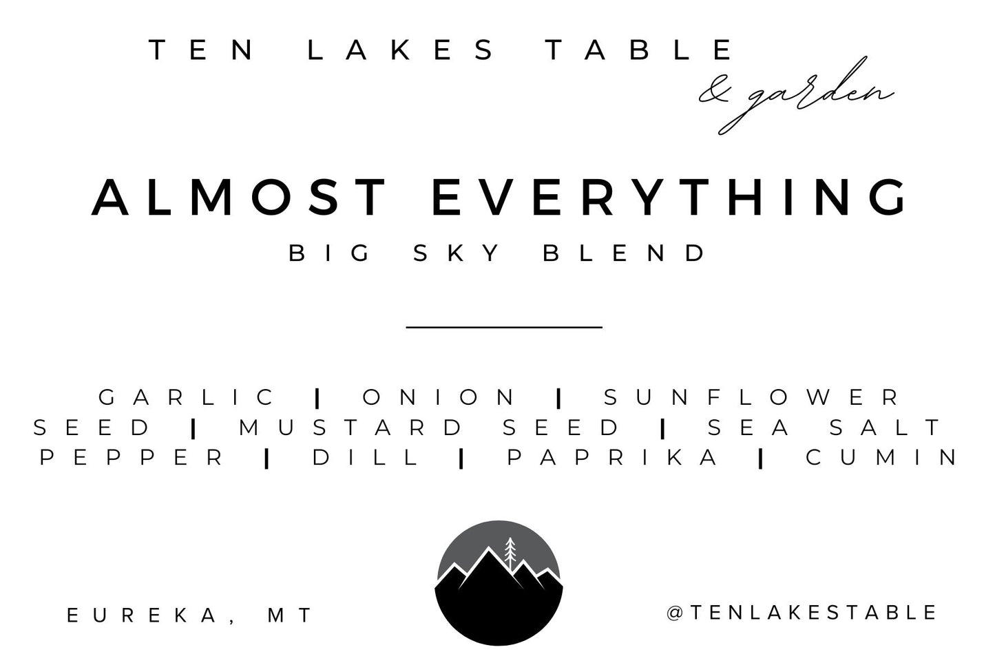 Ten Lakes Table & Garden Trio Pack w/Sticker!